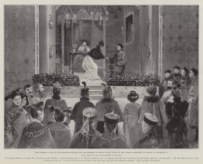 The Audience Given by the Empress-Dowager and the Emperor of China to the Wives of the Foreign Ministers at Peking, on 13 December by Henry Charles Seppings Wright